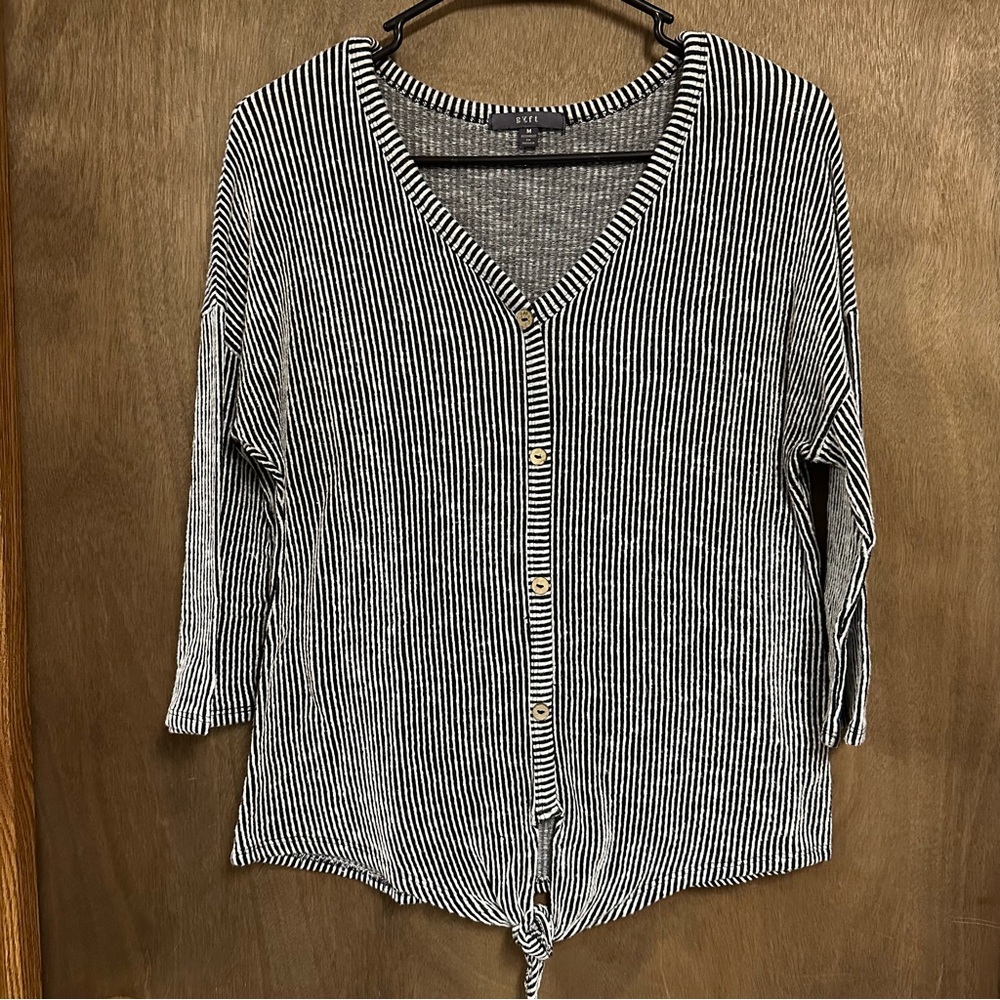 Gyft 3/4 Sleeve Shirt Striped‎ Medium